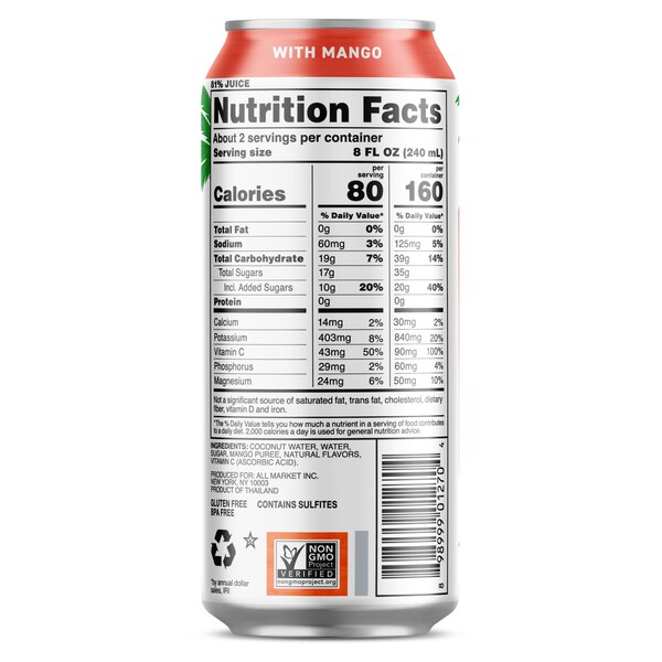 Vita Coco Mango Juice Can, 16.9 OZ