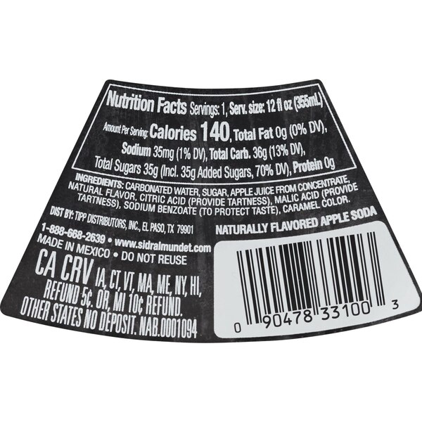 Sidral Mundet Apple Soda, 12 OZ