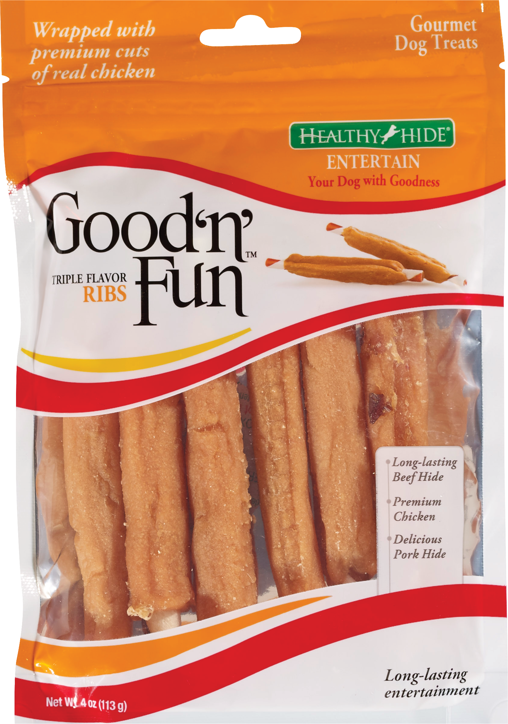 Good 'n' Fun Triple Flavor Ribs Gourmet Dog Treats, 4 OZ