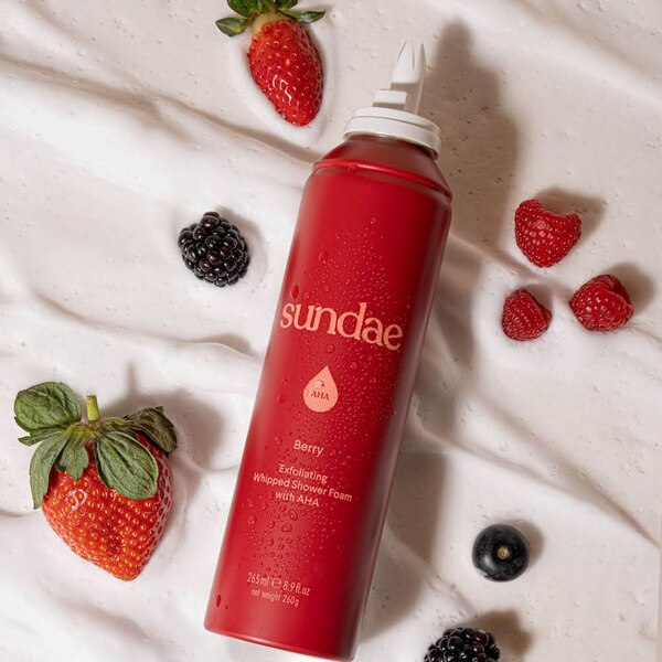 Sundae Exfoliating AHA Berry Whipped Shower Foam Body Wash, 8.9 OZ