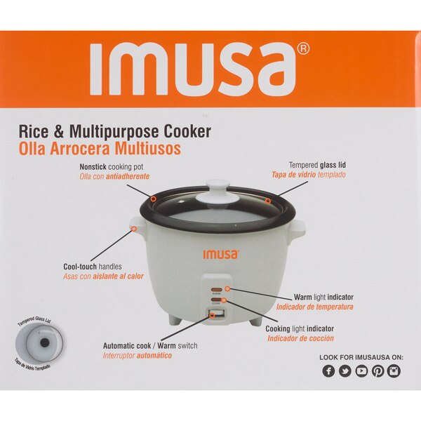 IMUSA Electric Rice Cooker with Spoon and Cup, 3 CUP