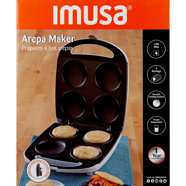 IMUSA GAU-80300US Electric Arepa Maker, 1200 W, White