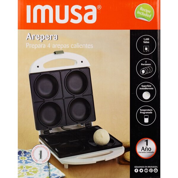 IMUSA GAU-80300US Electric Arepa Maker, 1200 W, White