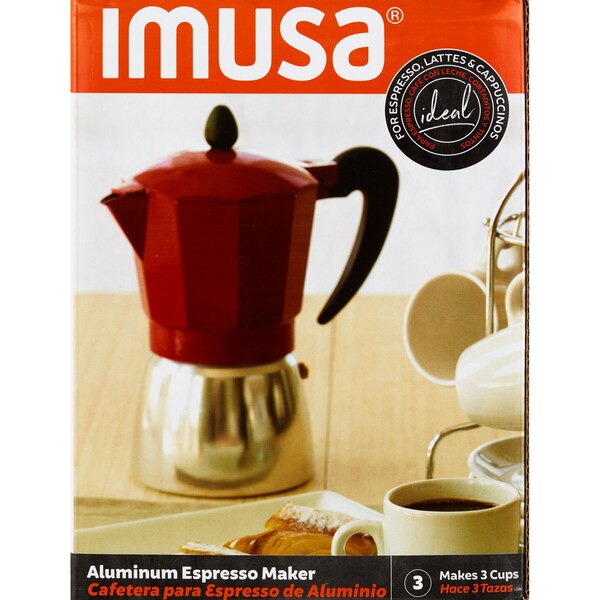 IMUSA Top Traditional Stovetop Coffeemaker, Red, 3 CUP