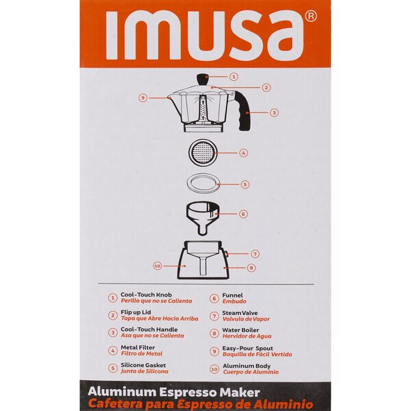 IMUSA Top Traditional Stovetop Coffeemaker, Red, 3 CUP