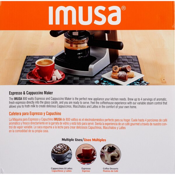 IMUSA Electric Bistro Espresso and Cappuccino Maker, 4 CUP