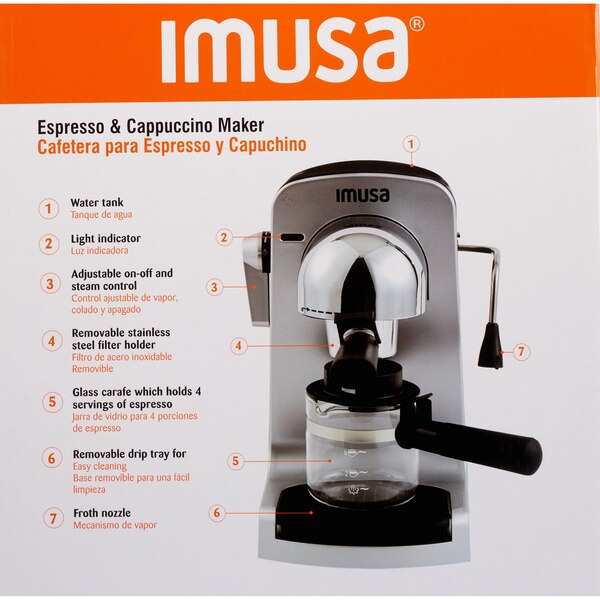 IMUSA Electric Bistro Espresso and Cappuccino Maker, 4 CUP