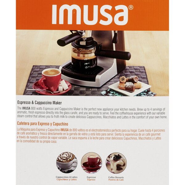 IMUSA Electric Bistro Espresso and Cappuccino Maker, 4 CUP