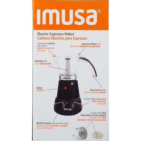 IMUSA Electric Espresso Maker, 6-Cup Capacity, Black