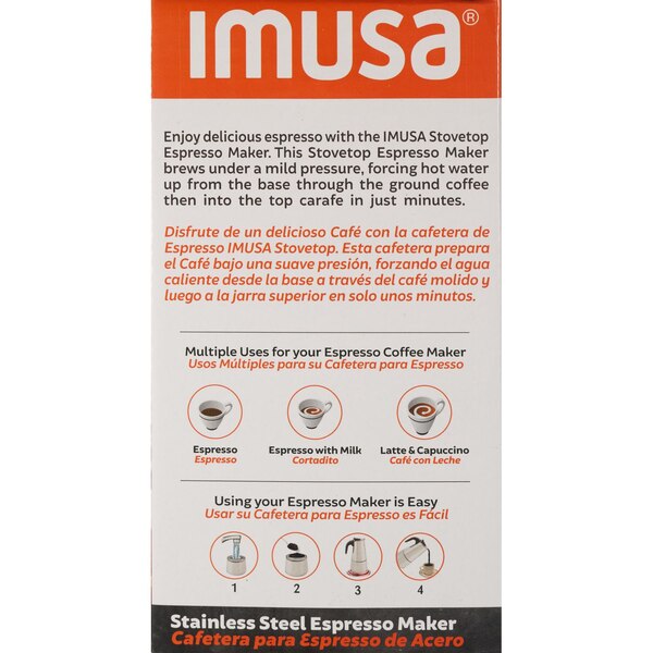 Imusa Espresso Coffee Maker, 4  Cup Capacity, Stainless Steel,  Silver