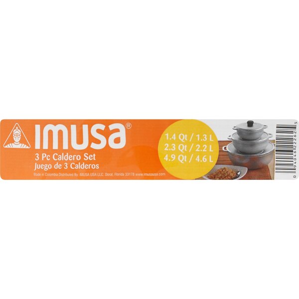 IMUSA Basic Caldero 3-Piece Set with Lid,1.5/2.5/5.2 QT
