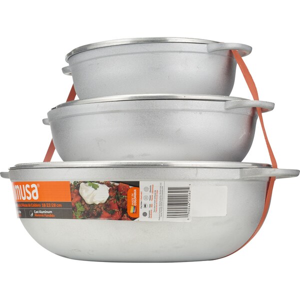 IMUSA Basic Caldero 3-Piece Set with Lid,1.5/2.5/5.2 QT