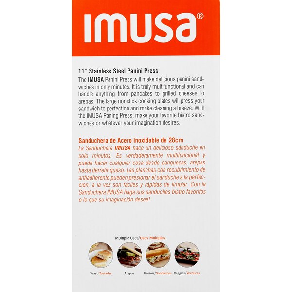 IMUSA Stainless Steel Panini Press, Adjustable Knob