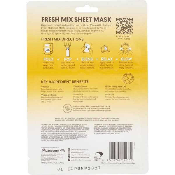 By Nature Fresh Mix Sheet Mask, Vitamin C + Collagen