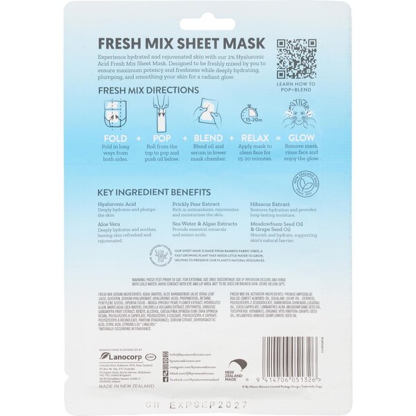 By Nature Fresh Mix Sheet Mask, 2% Hyaluronic Acid