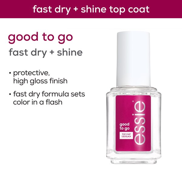 essie salon quality nail care, vegan, clear top coat, good to go, 0.46 fl oz