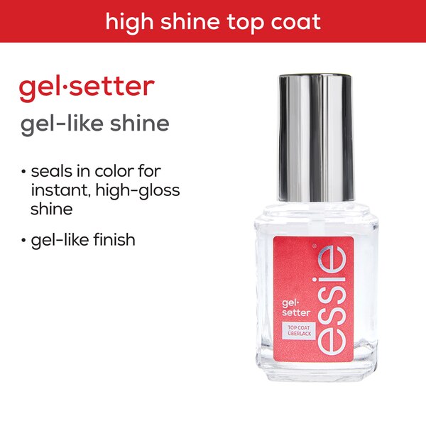 essie Salon-Quality Nail Care, Vegan, gel finish (clear top coat)