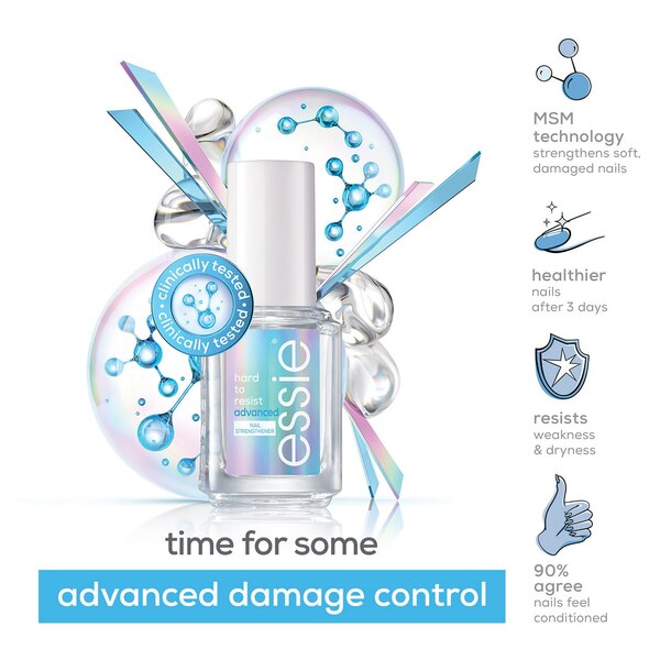 essie Salon-Quality Nail Care, Vegan, strengthener treatment, hard to resist advanced, 0.46 fl oz