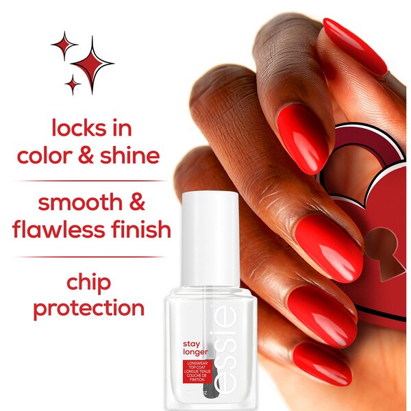 essie Salon-Quality Nail Care, Vegan, salon-quality longwear top coat, stay longer, 0.46 fl oz