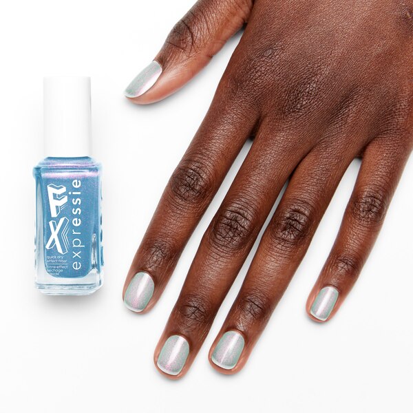essie expressie  FX quick dry nail polish, frosty blue, Immaterial Frost FX Top Coat, 0.33 fl oz