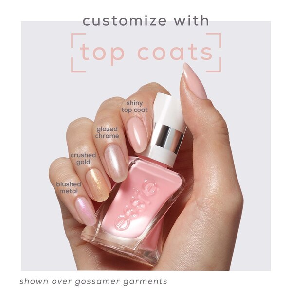 essie Gel Couture Long-Lasting Nail Polish, Metallic Glaze Top Coats, crushed gold