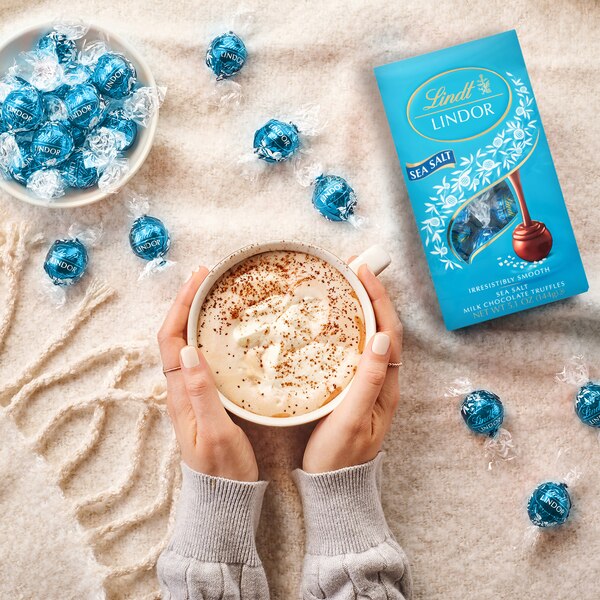 Lindt Lindor Sea Salt Milk Chocolate Candy Truffles, Melting Truffle Center, 5.1 oz