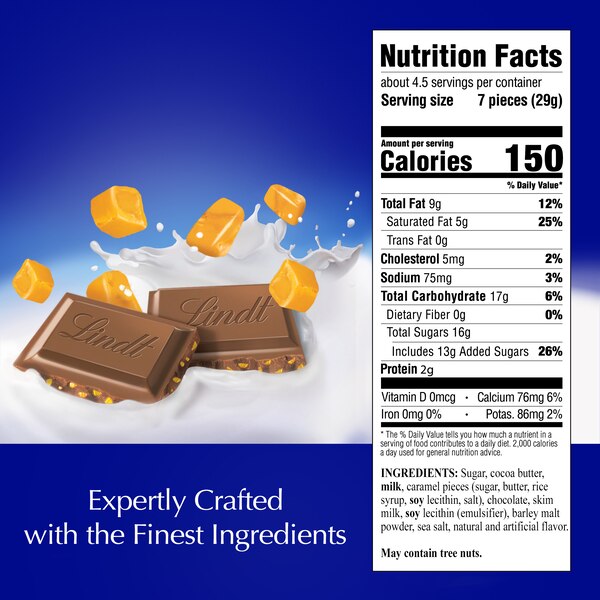 Lindt Classic Recipe Caramel with Sea Salt Milk Chocolate Candy Bar, 4.4 oz