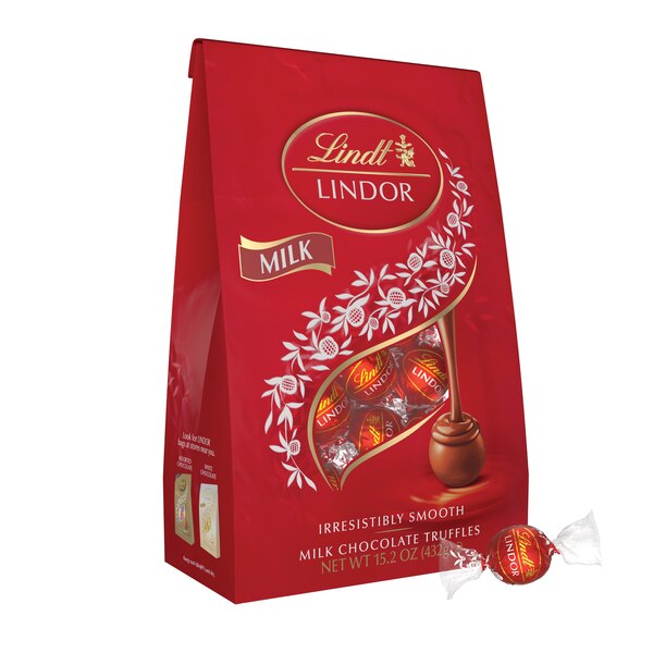 Lindt, Lindor Milk Chocolate Candy Truffles, Chocolate with Melting Truffle Center, 15.2 oz