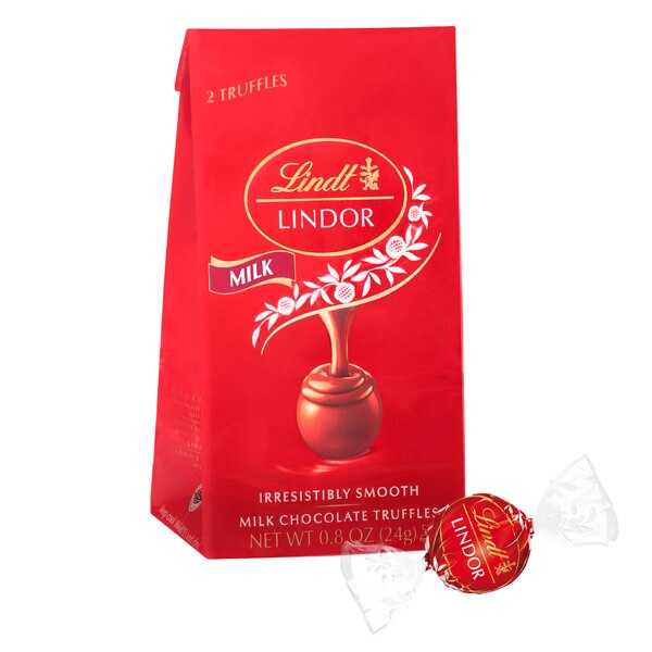 Lindt, Lindor Milk Chocolate Candy Truffles with Smooth, Melting Truffle Center, 0.8 oz
