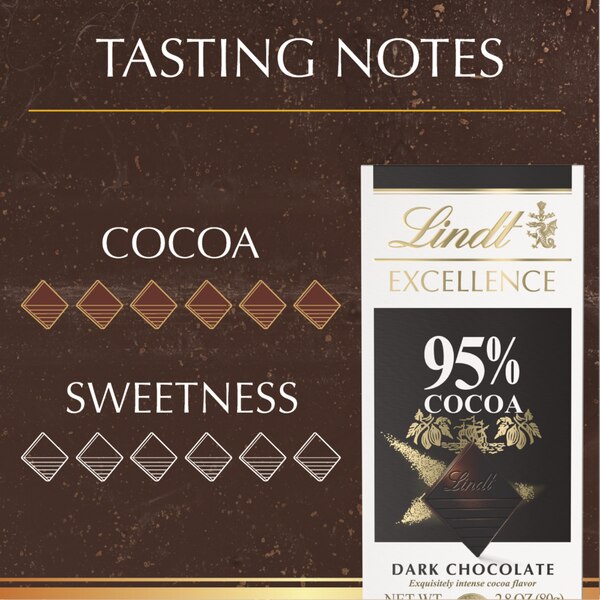 Lindt EXCELLENCE 95% Cocoa Dark Chocolate Candy Bar, Dark Chocolate Candy, 2.8 oz. Bar