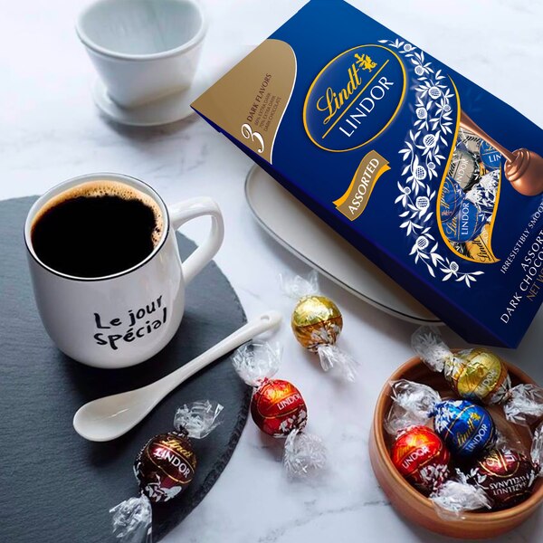 Lindt LINDOR Assorted Dark Chocolate Candy Truffles, Assorted Chocolate with Smooth, Melting Truffle Center, 15.2 oz. Bag