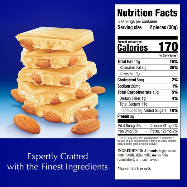 Lindt Classic Recipe Whole Almond White Chocolate Candy Bar, 5.3 oz