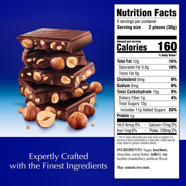 Lindt Classic Recipe Whole Hazelnut Dark Chocolate Candy Bar, 5.3 oz