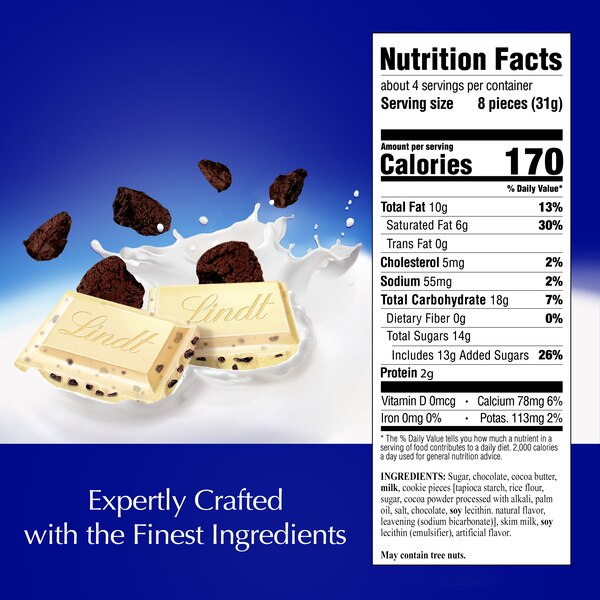 Lindt Classic Recipe Cookies and Creme White Chocolate Candy Bar, 4.2 oz