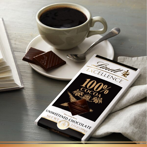 Lindt Excellence 100% Cocoa Dark Chocolate Candy Bar, Dark Chocolate, 1.7 oz