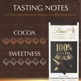 Lindt Excellence 100% Cocoa Dark Chocolate Candy Bar, Dark Chocolate, 1.7 oz, thumbnail image