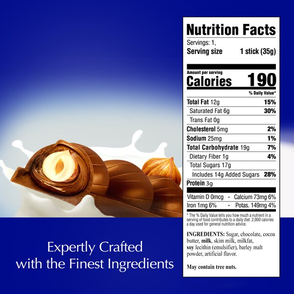 Lindt Classic Recipe Whole Hazelnut Milk Chocolate Candy Stick, 1.2 oz