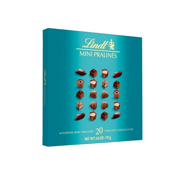 Lindt Mini Pralines, Assorted Chocolate Pralines with Premium Filling Box, 3.4 oz