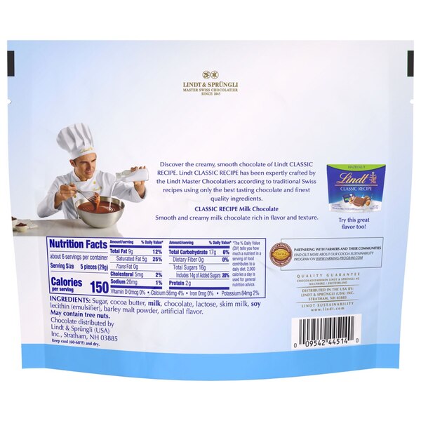 Lindt, Classic Recipe Milk Chocolate Candy Individually Wrapped Pieces, 30 ct, 6 oz