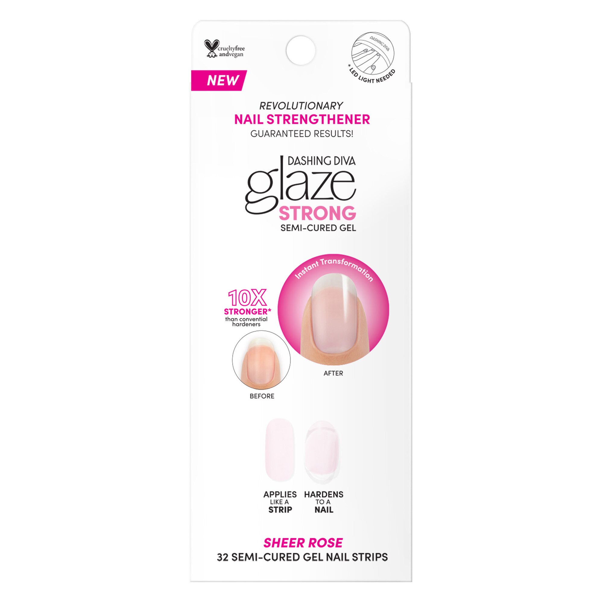 Dashing Diva, Glaze Strong Refill, Sheer Pink