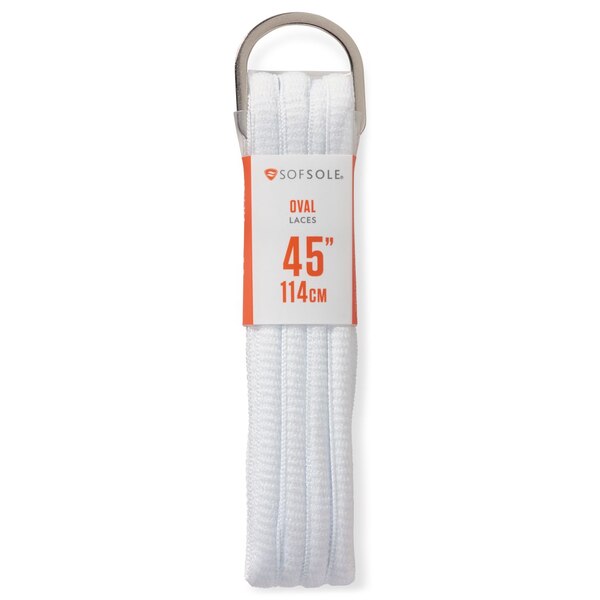 Sof Sole D-Ring Oval Dress Laces, White 45 in
