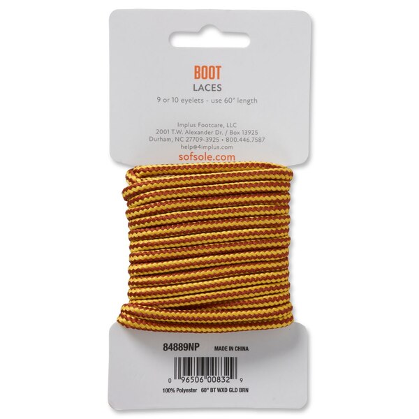 Sof Sole Waxed Boot Laces, Golden Brown, 60 in