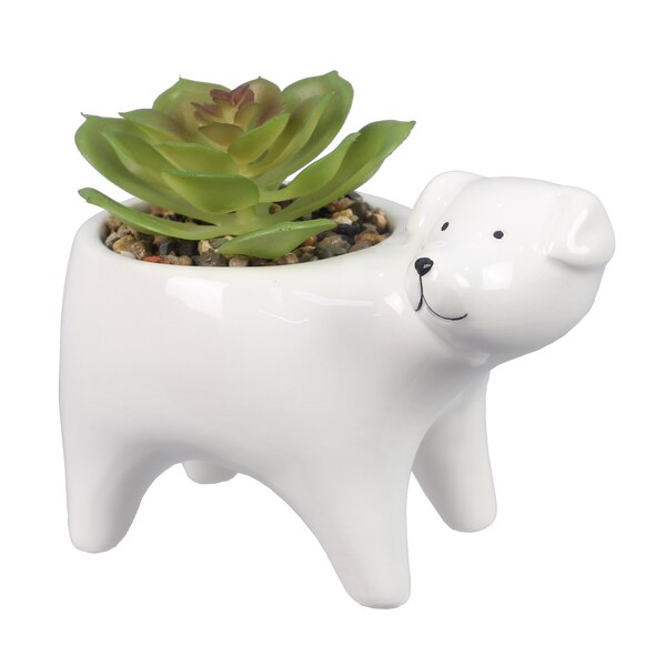 Young's Ceramic Dog Shape Planter