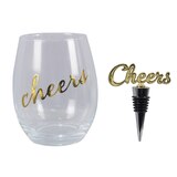 Young's  Wine Glass W Topper Cheers 20 oz, thumbnail image