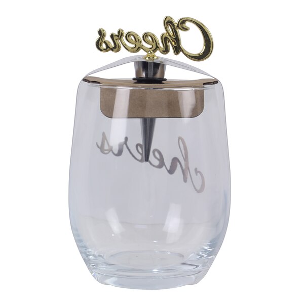 Young's  Wine Glass W Topper Cheers 20 oz