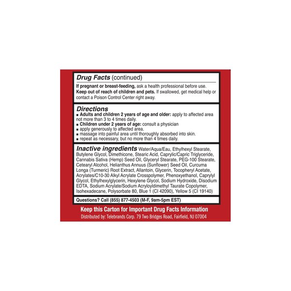 Hempvana Lidocaine Pain Relief Cream, 4 OZ