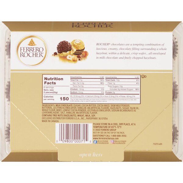 Ferrero Rocher, Fine Hazelnut Chocolates, 12 ct, 5.3 oz
