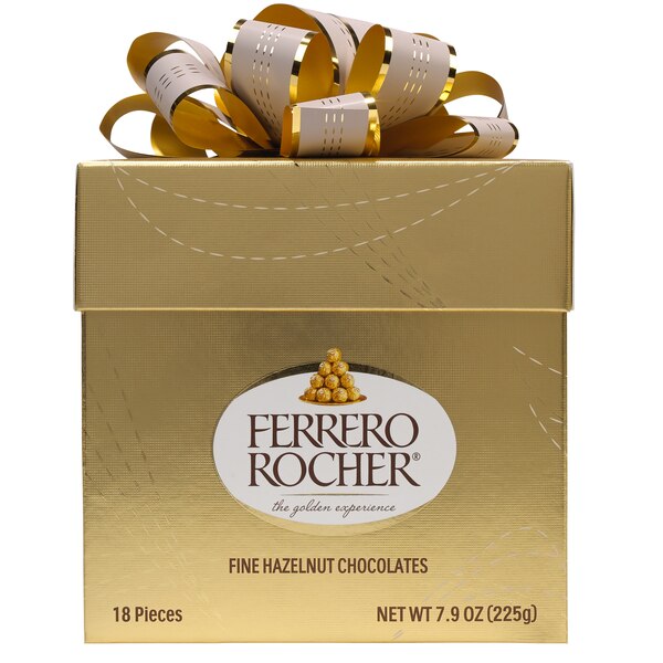 Ferrero Rocher, Gold Ribbon Gift Cube, 18 ct, 7.9 oz