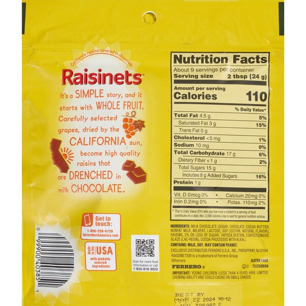 Raisinets Milk Chocolate Covered Raisins, 8 oz