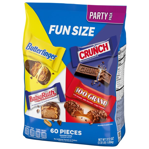 Butterfinger, Crunch, 100 Grand and Baby Ruth Assorted Fun Size Candy, 37.2 oz